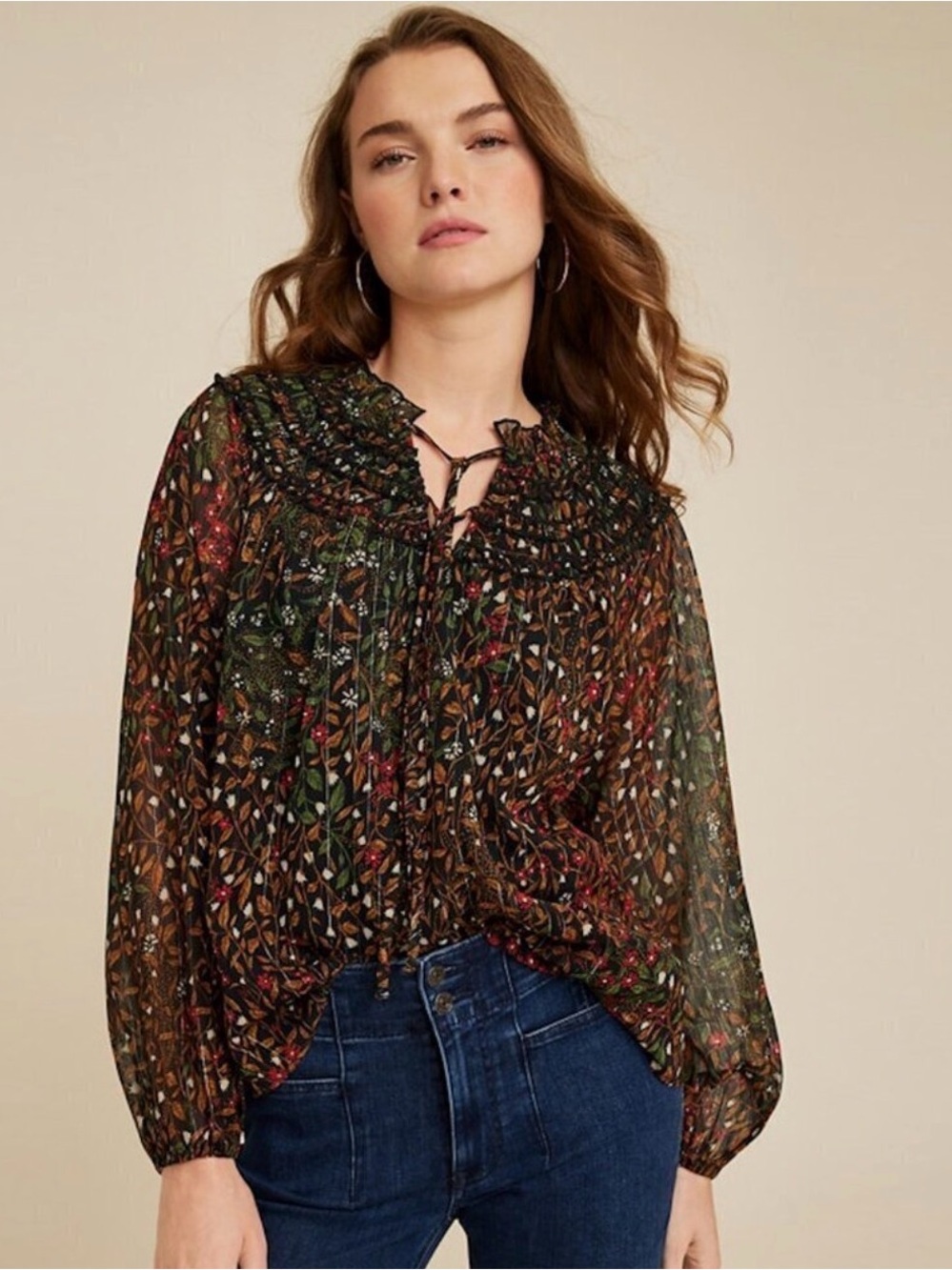 floral ruffle peasant blouse Maurice’s NWT